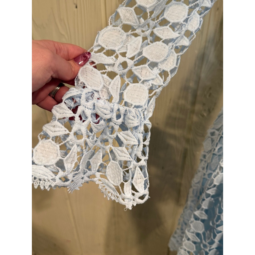 EillyBazar Light Blue Lace Long Sleeve Dress Women's M - Picture 4 of 10